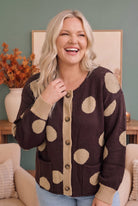 Dotty For You Chocolate Polka Dot Knit Cardigan - Charming Charlie