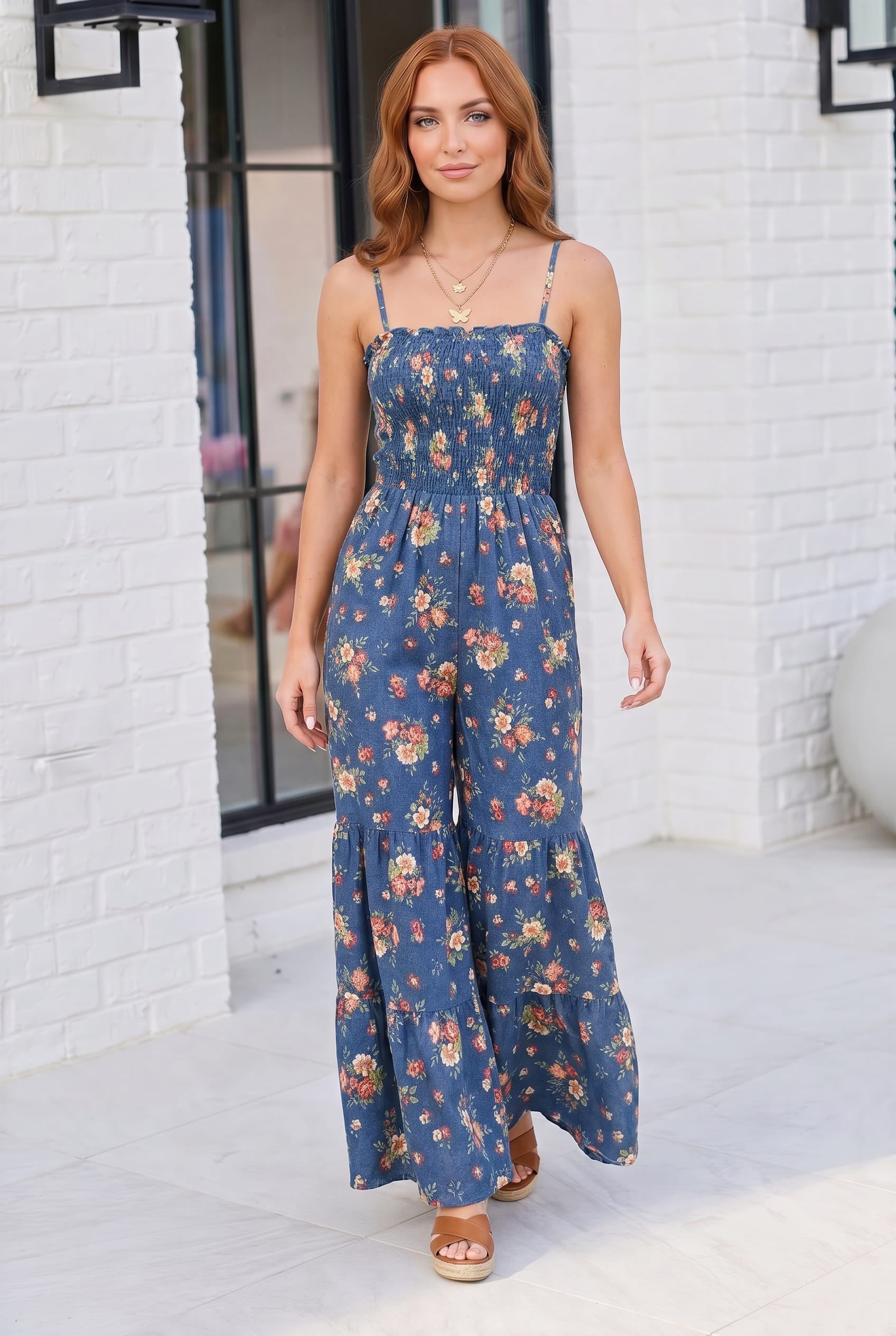 Groovy Florals Smocked Jumpsuit - Charming Charlie