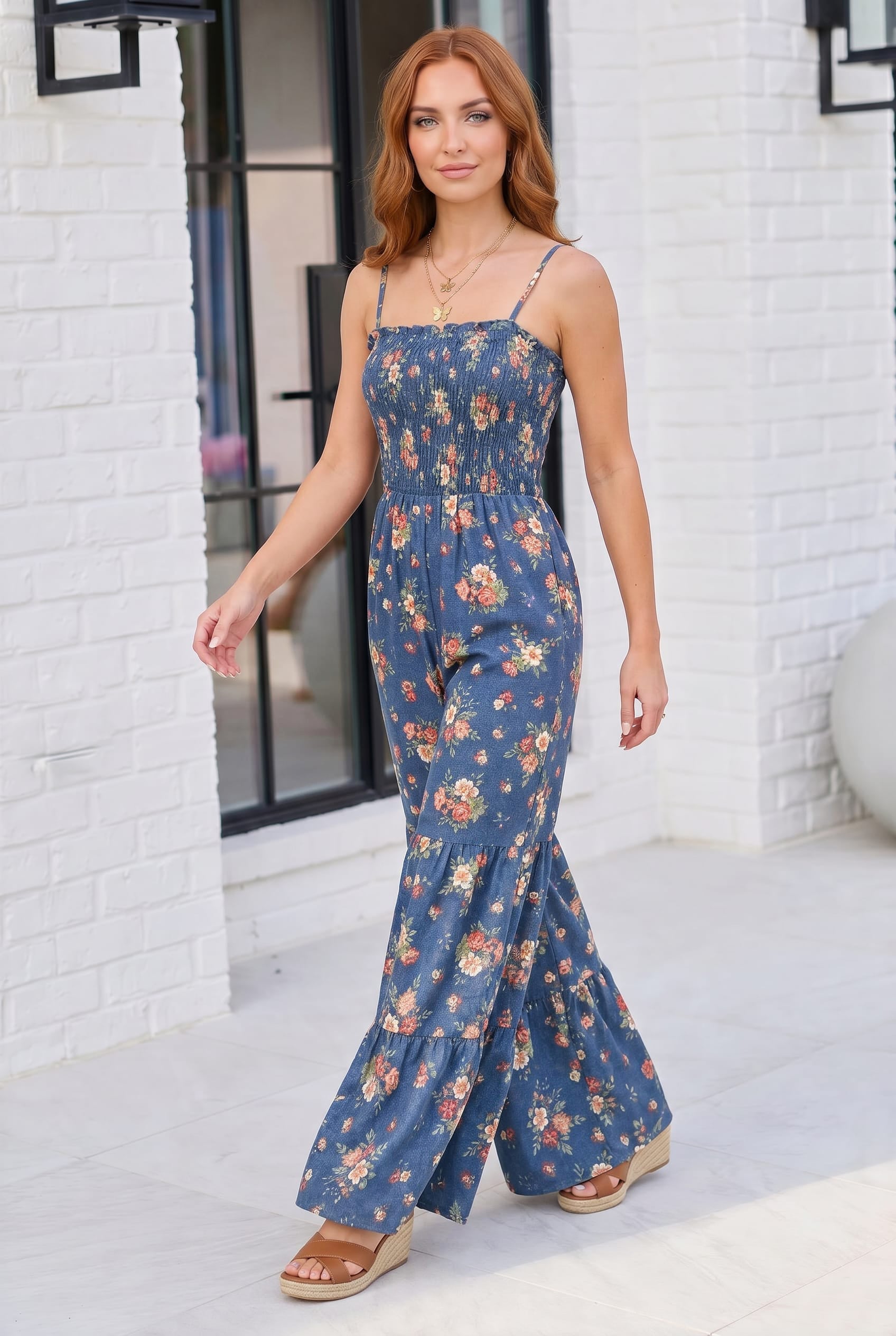 Groovy Florals Smocked Jumpsuit - Charming Charlie