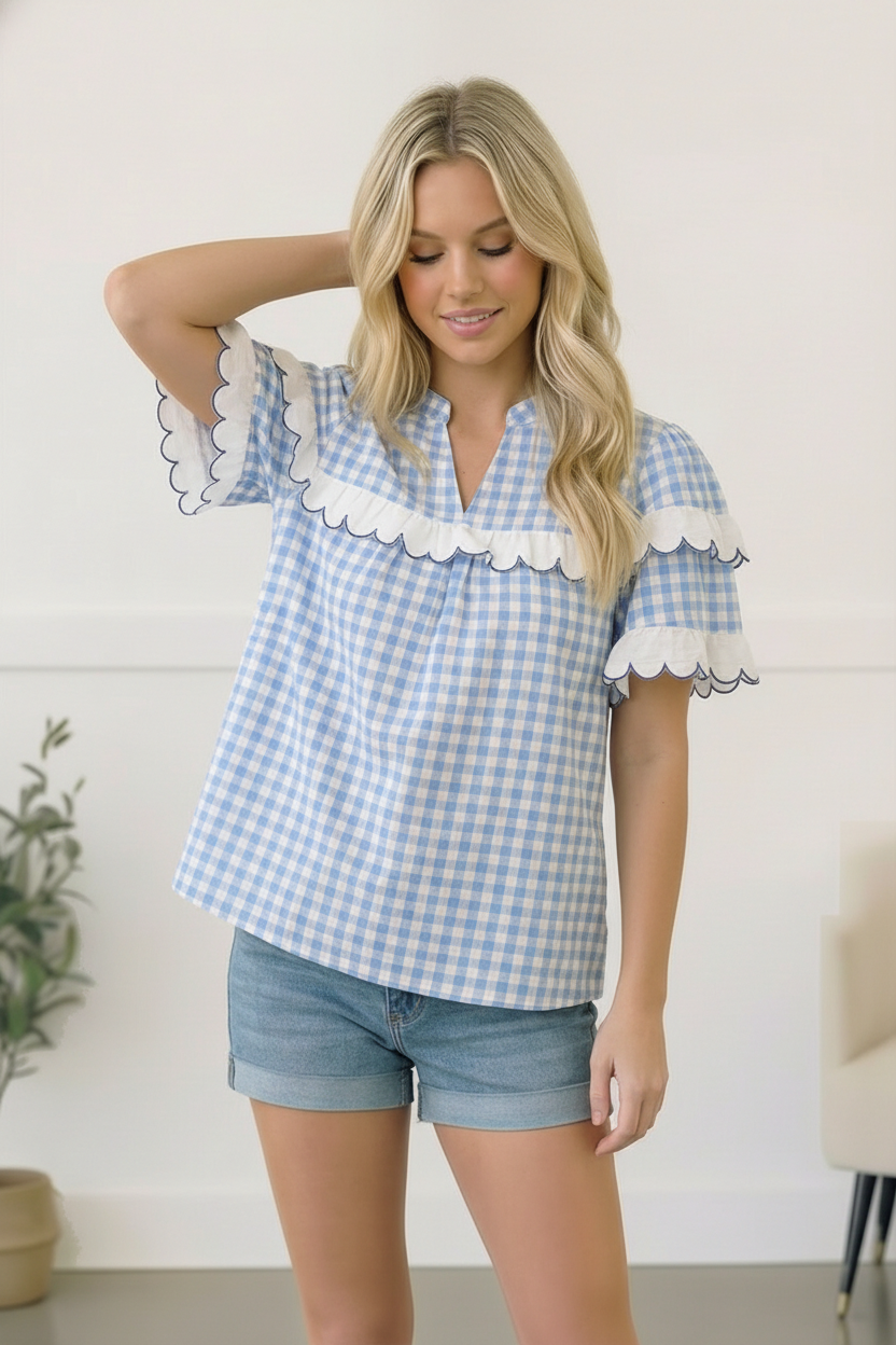 Sweet Meadow Cotton Gingham Top - Charming Charlie