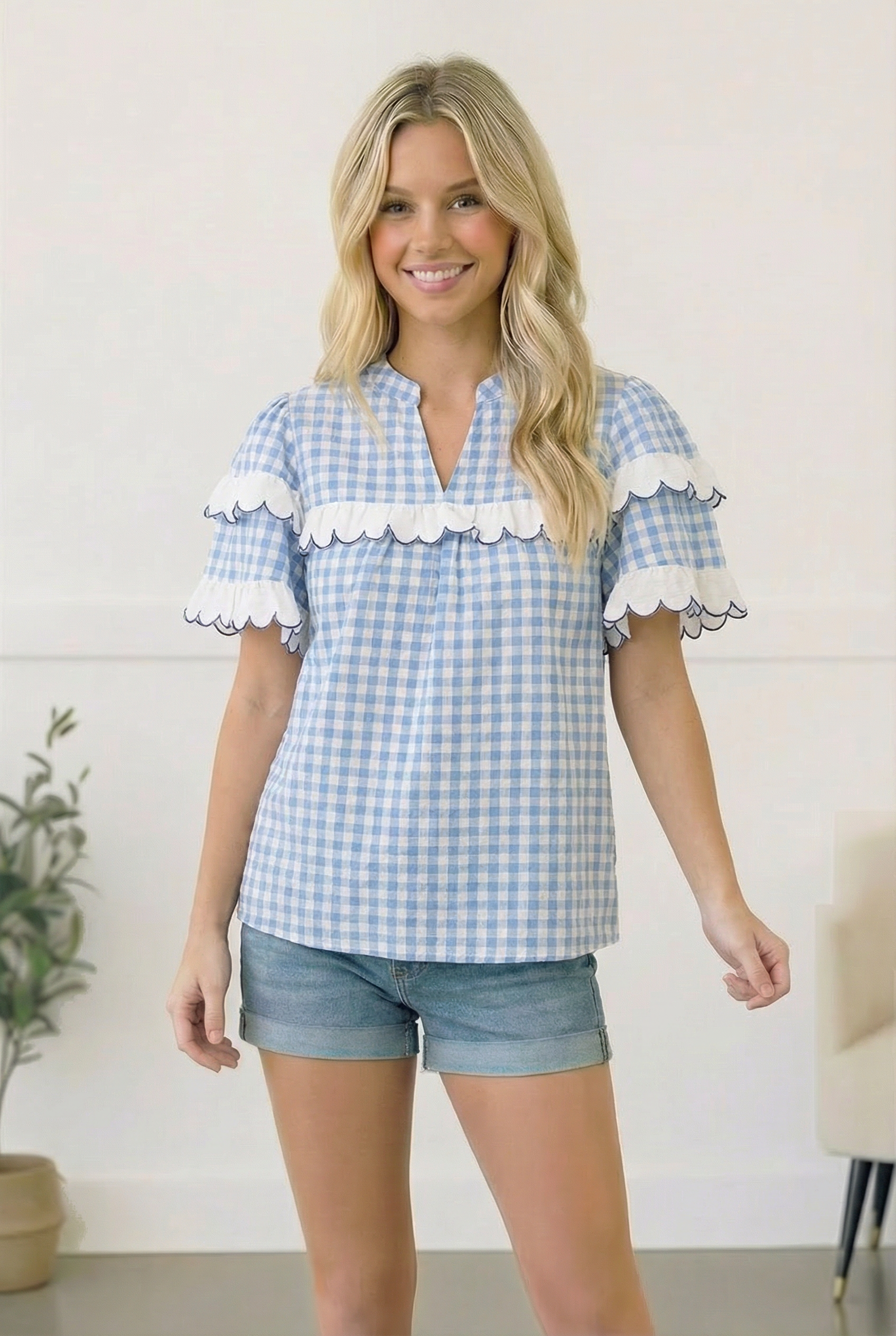 Sweet Meadow Cotton Gingham Top - Charming Charlie