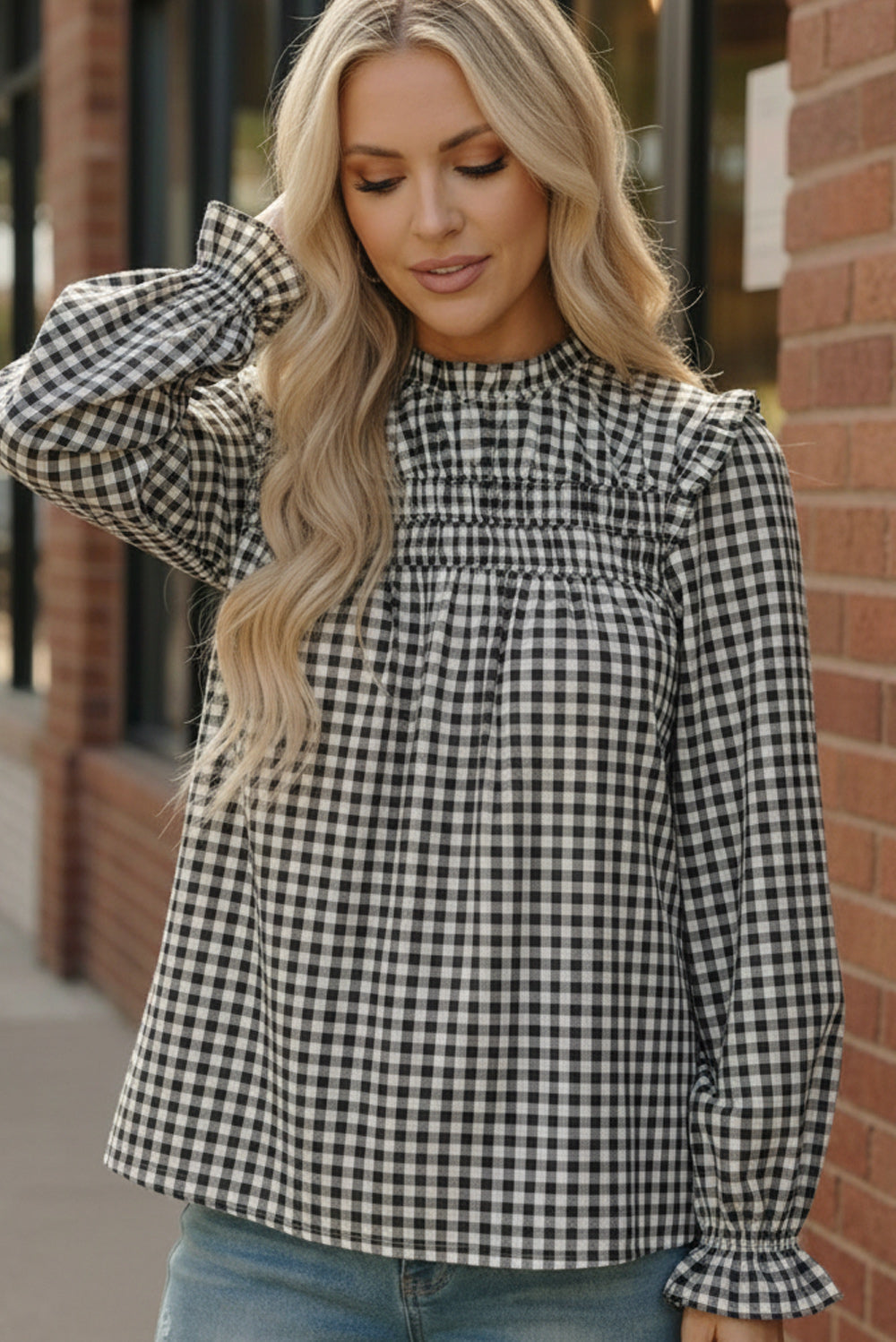 Wildwood Check White Smock - Charming Charlie