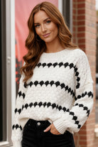 Snowfall Diamonds Black and White Sweater - Charming Charlie