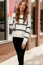 Snowfall Diamonds Black and White Sweater - Charming Charlie