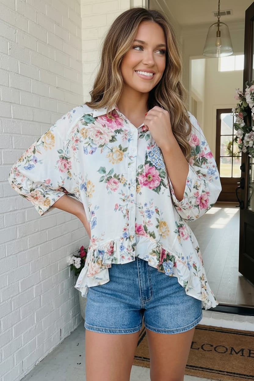 Home for the Weekend Floral Peplum Blouse - Charming Charlie