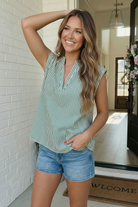 Fresh Pick Striped V-Neck Sleeveless Top - Charming Charlie