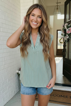 Fresh Pick Striped V-Neck Sleeveless Top - Charming Charlie