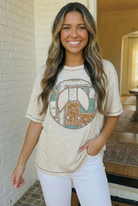 Boho Peace Patchwork Oversized Graphic Tee - Charming Charlie