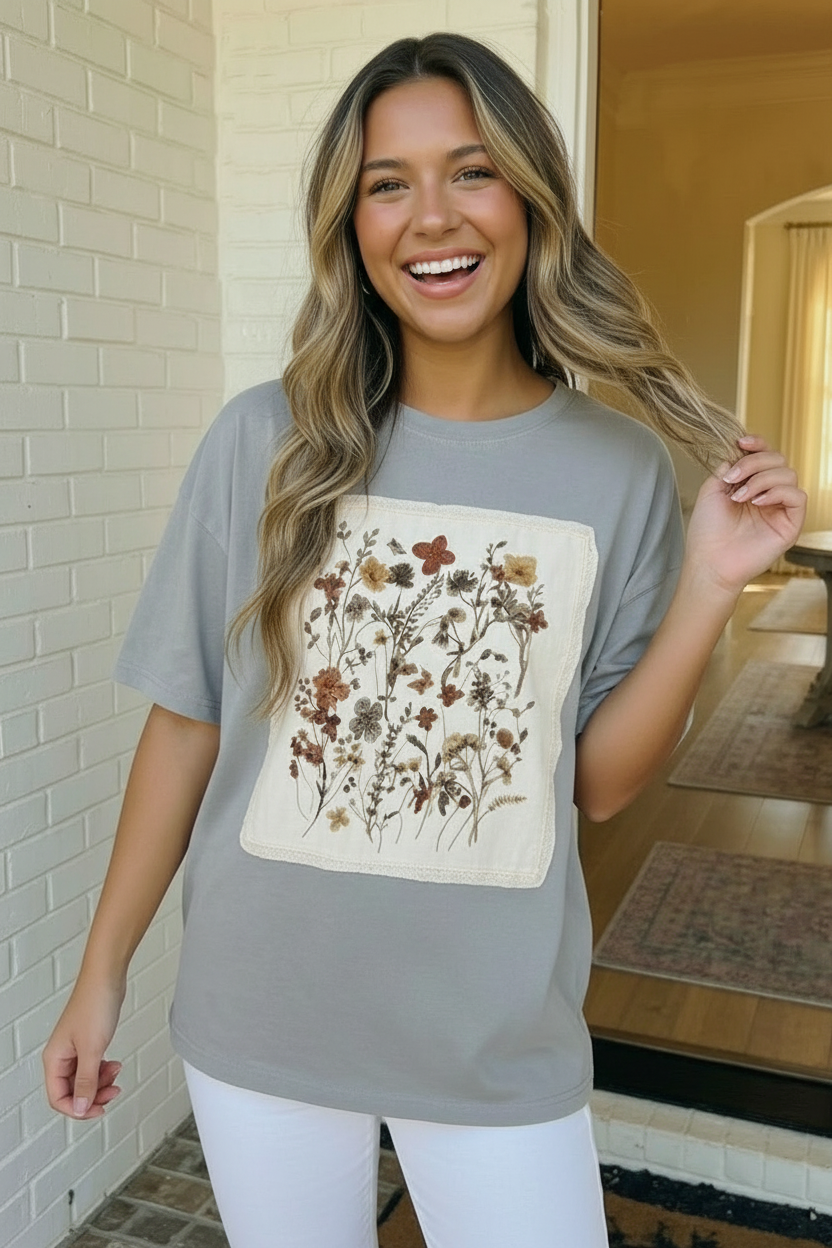 Wildflower Patch Oversized Graphic Tee - Charming Charlie