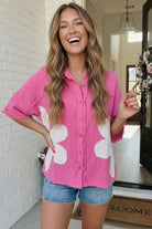 Big Bloom Button Down in Hot Pink - Charming Charlie