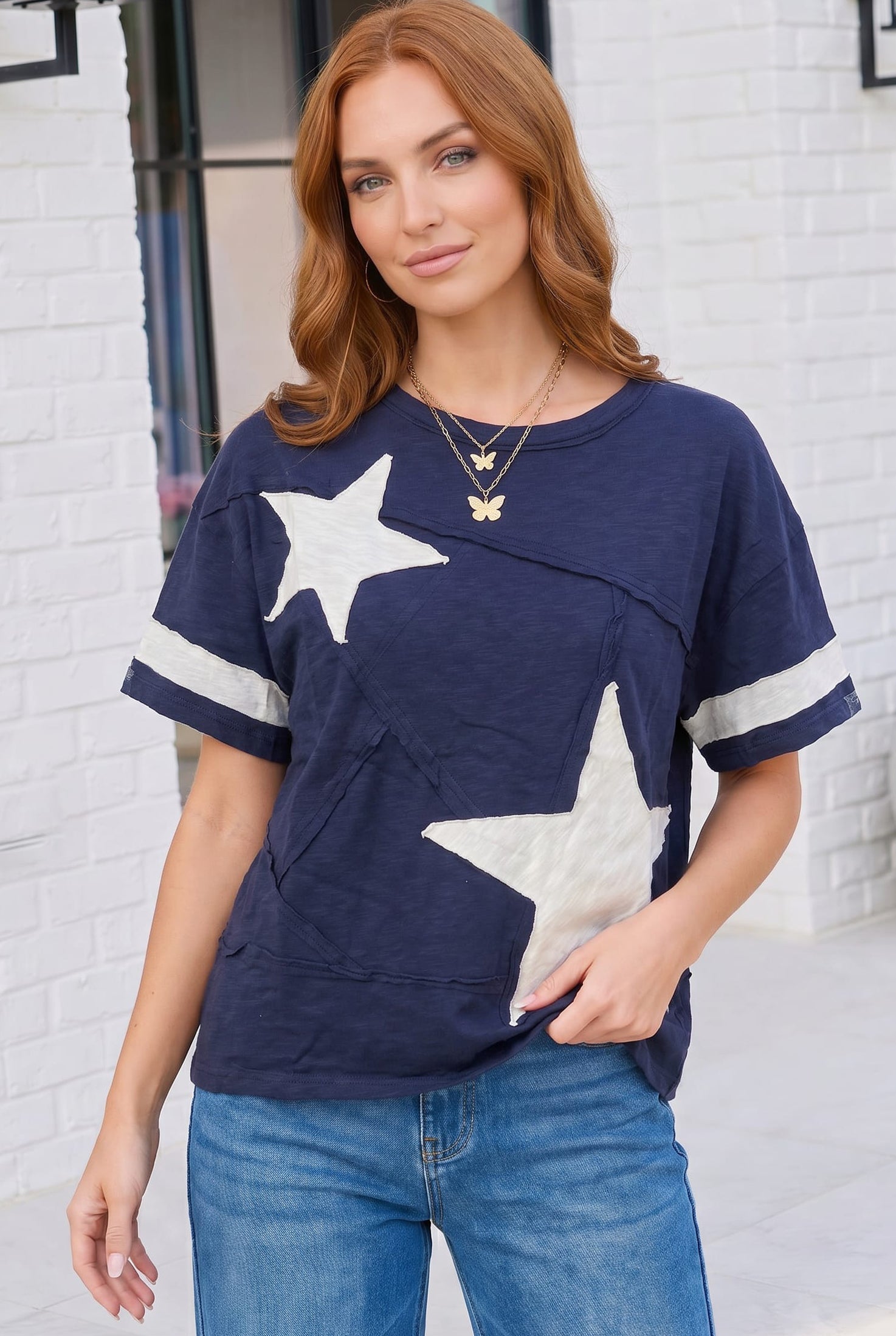 Star Power Navy Varsity Tee - Charming Charlie