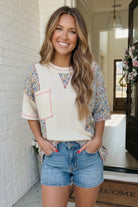 Floral Patchwork Waffle Knit Top - Charming Charlie
