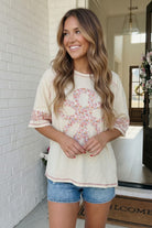 Floral Looped Cream Graphic Tee - Charming Charlie