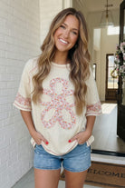 Floral Looped Cream Graphic Tee - Charming Charlie
