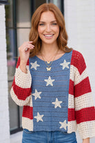 Stars and Stripes Crochet Sweater - Charming Charlie