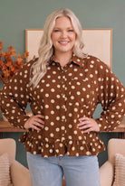 Spotted in Style Polka Dot Ruffle Blouse - Charming Charlie