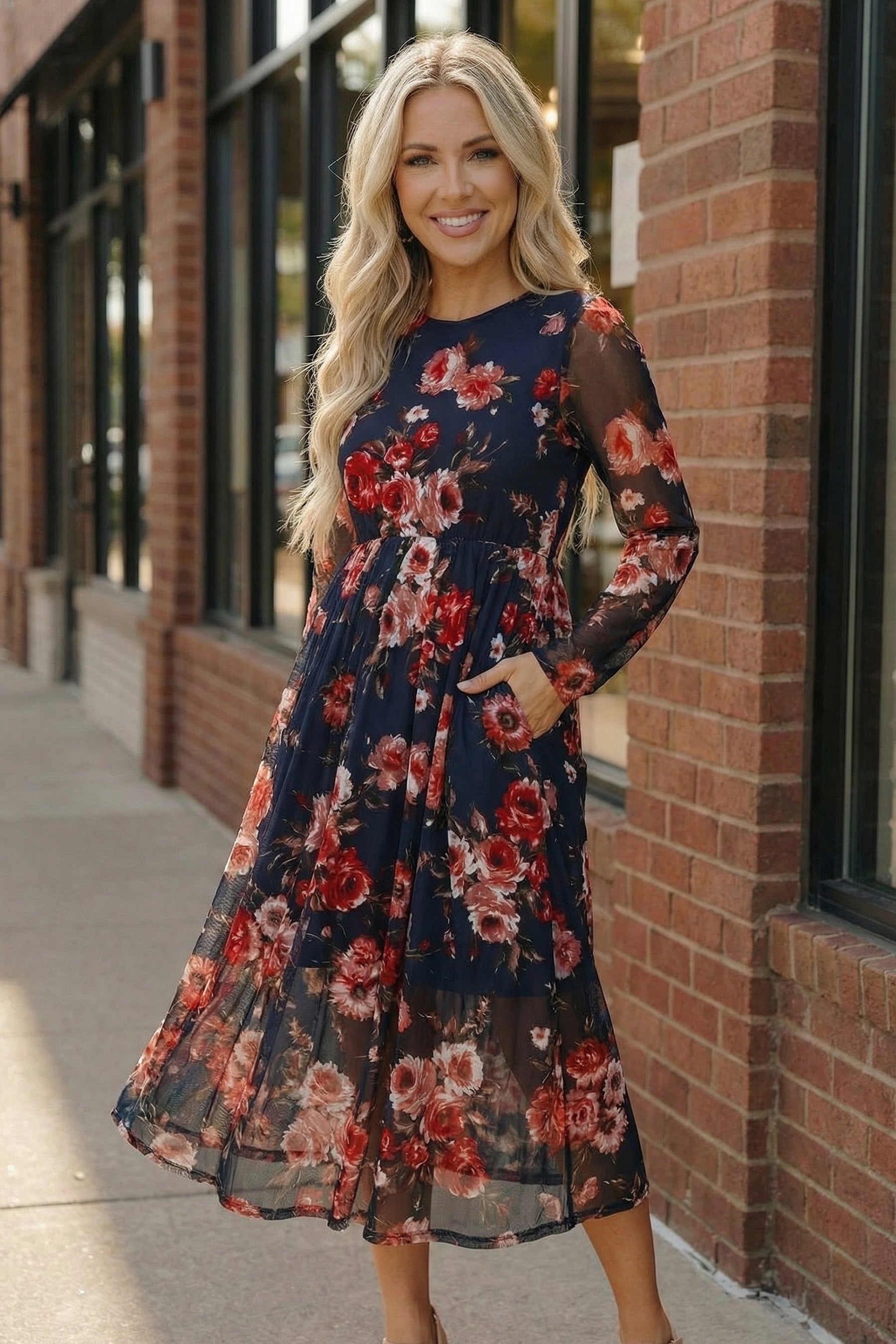 Rosy Romance Mesh Dress - Charming Charlie