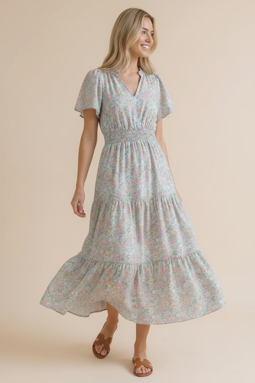 Summer in London Floral Midi Dress - Charming Charlie
