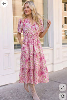 A Georgia Dream in Pink Floral Midi Dress - Charming Charlie