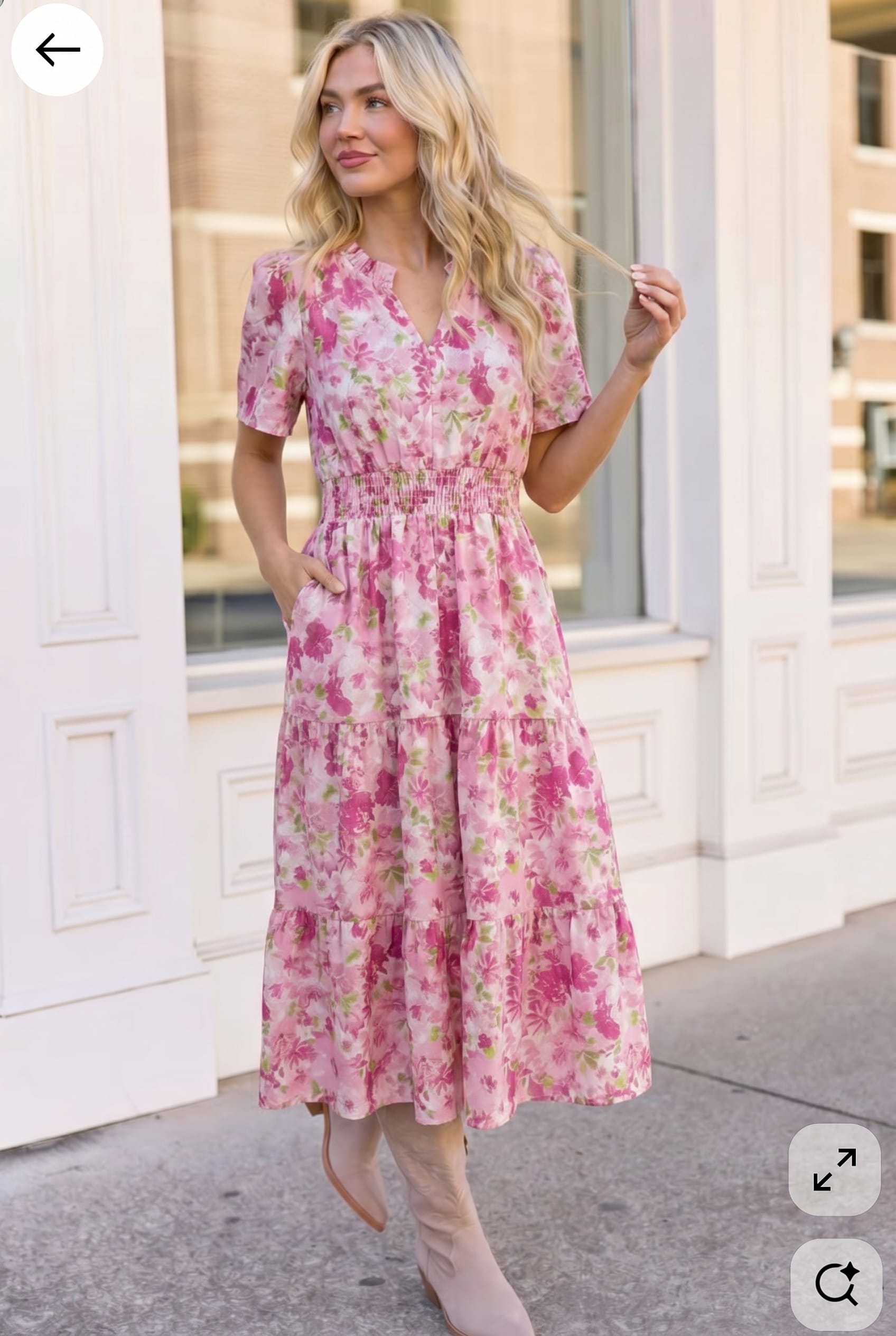 A Georgia Dream in Pink Floral Midi Dress - Charming Charlie