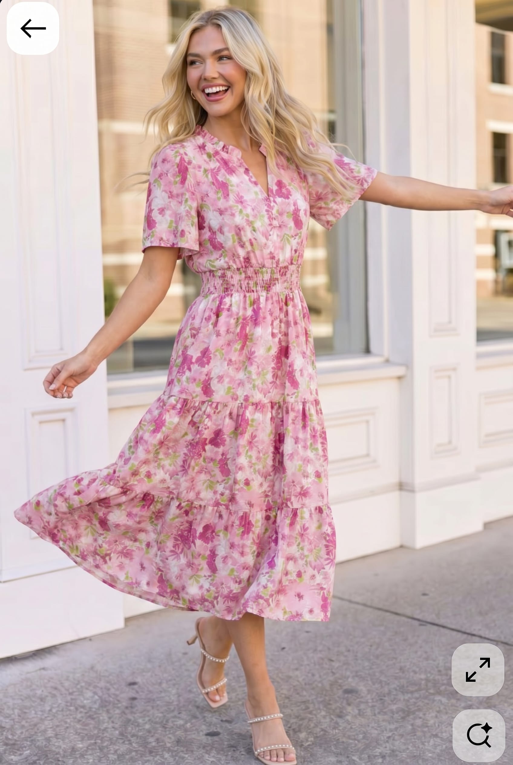 A Georgia Dream in Pink Floral Midi Dress - Charming Charlie