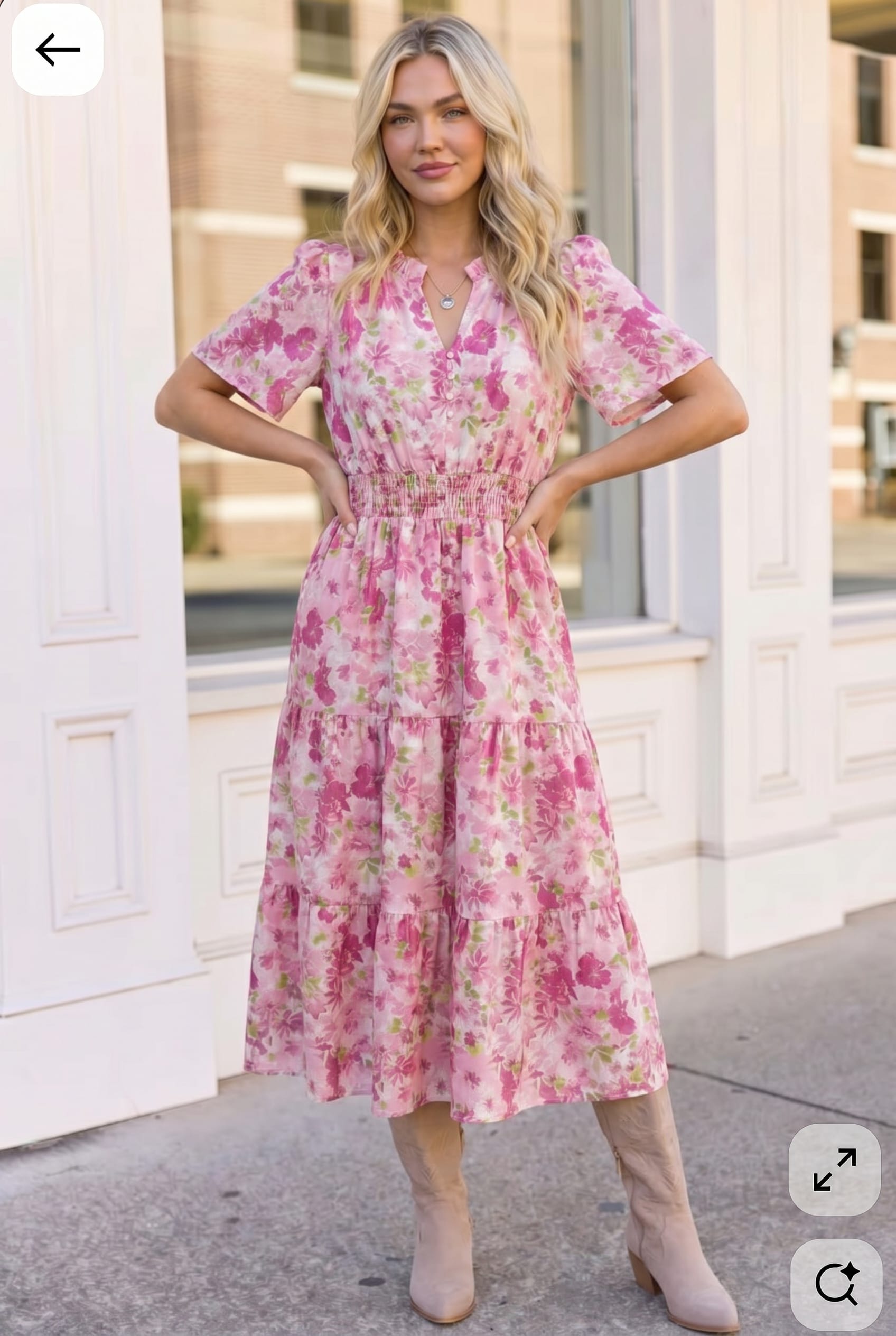 A Georgia Dream in Pink Floral Midi Dress - Charming Charlie