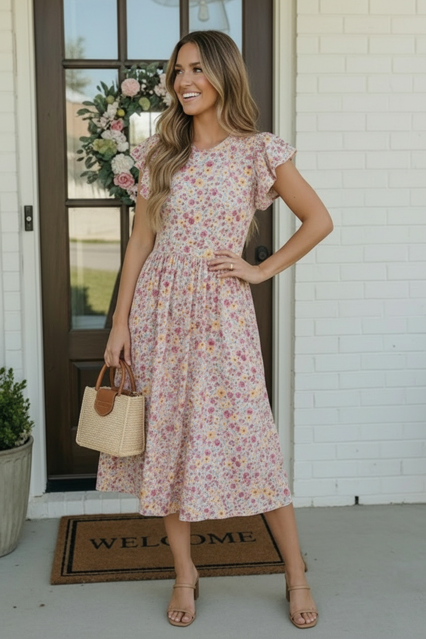 Flutter Into Spring Floral Midi Dress - Charming Charlie