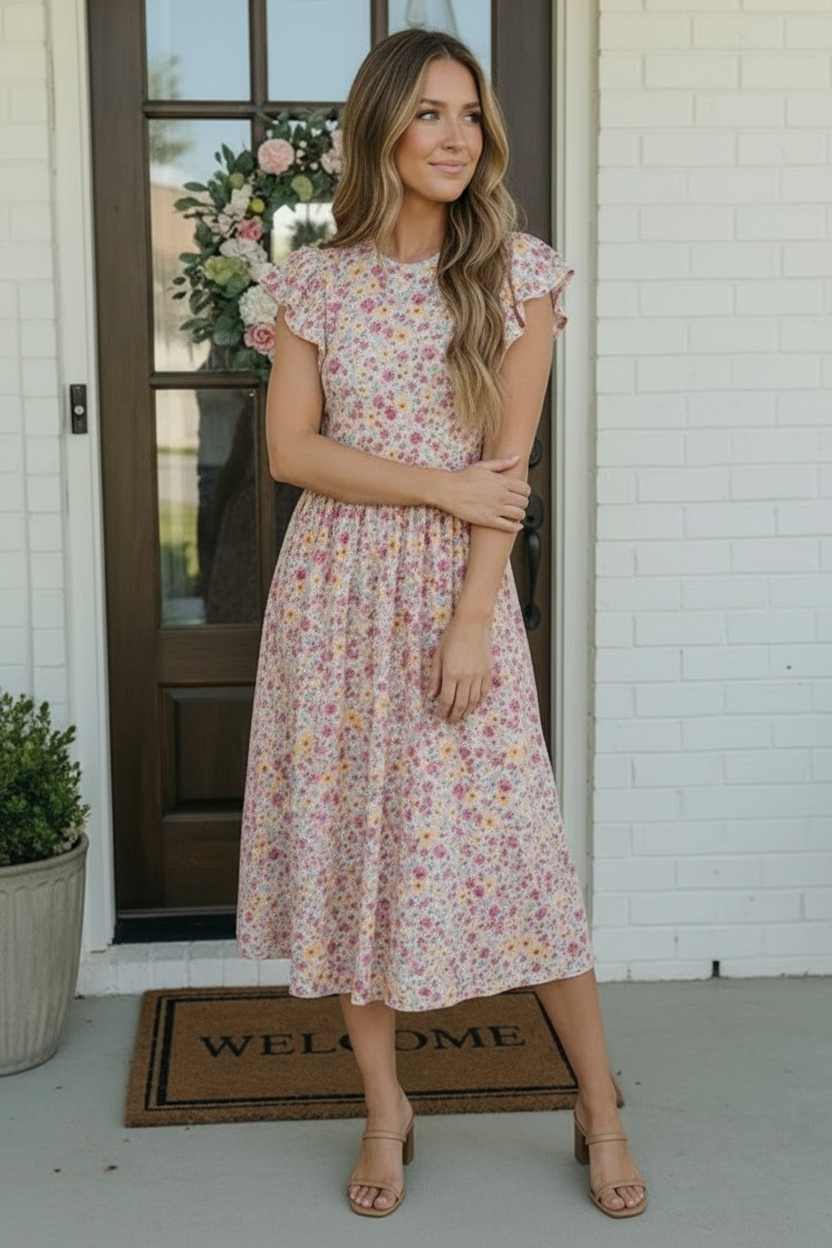 Flutter Into Spring Floral Midi Dress - Charming Charlie