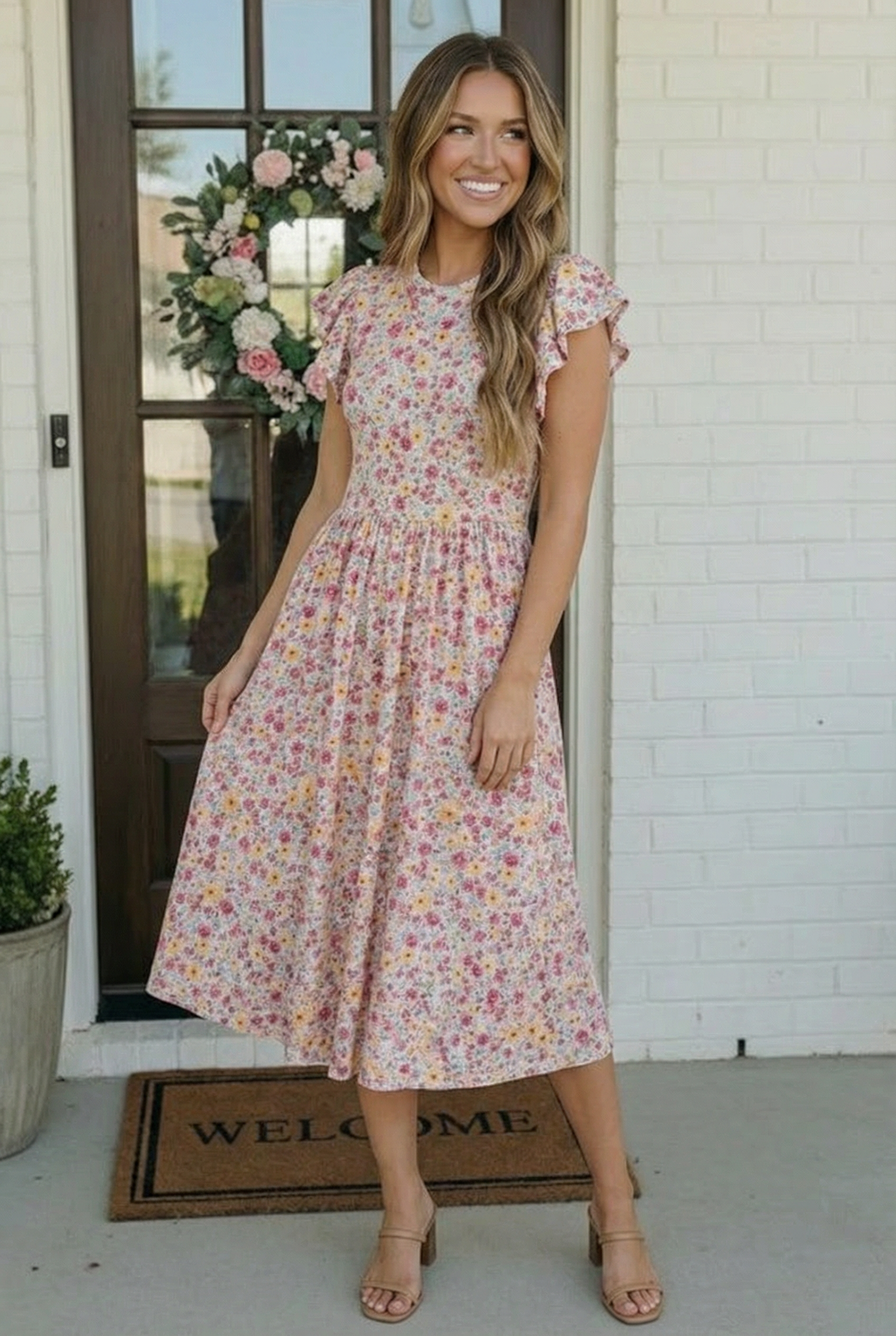 Flutter Into Spring Floral Midi Dress - Charming Charlie