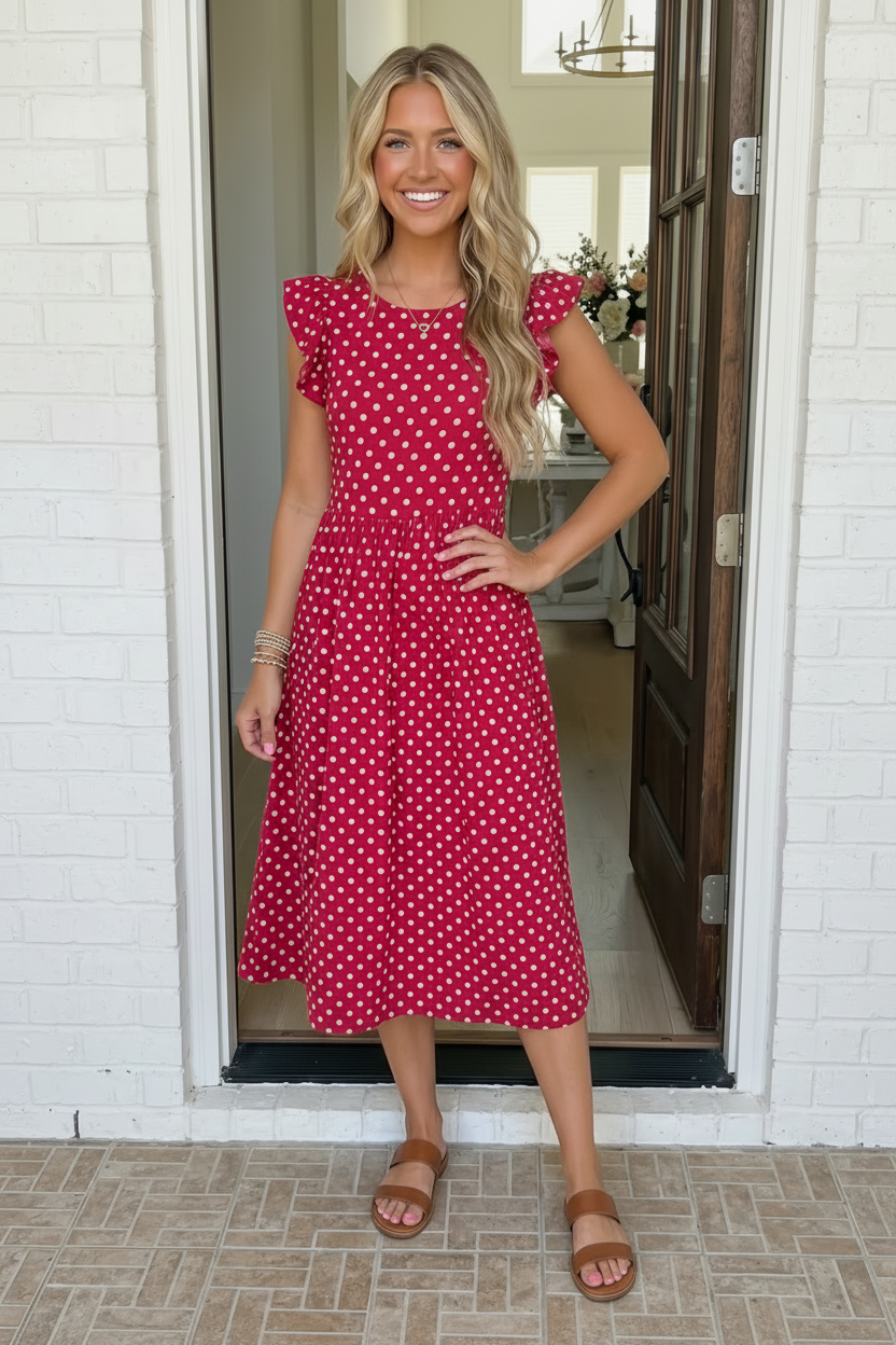 Sweet Days Red Polka Dot Midi Dress - Charming Charlie