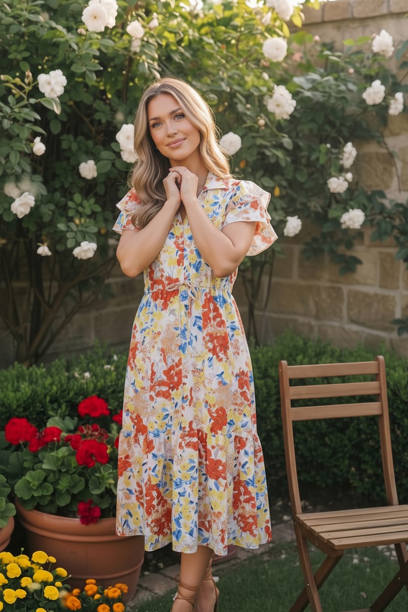 Sunny and Bright Floral Midi Dress - Charming Charlie
