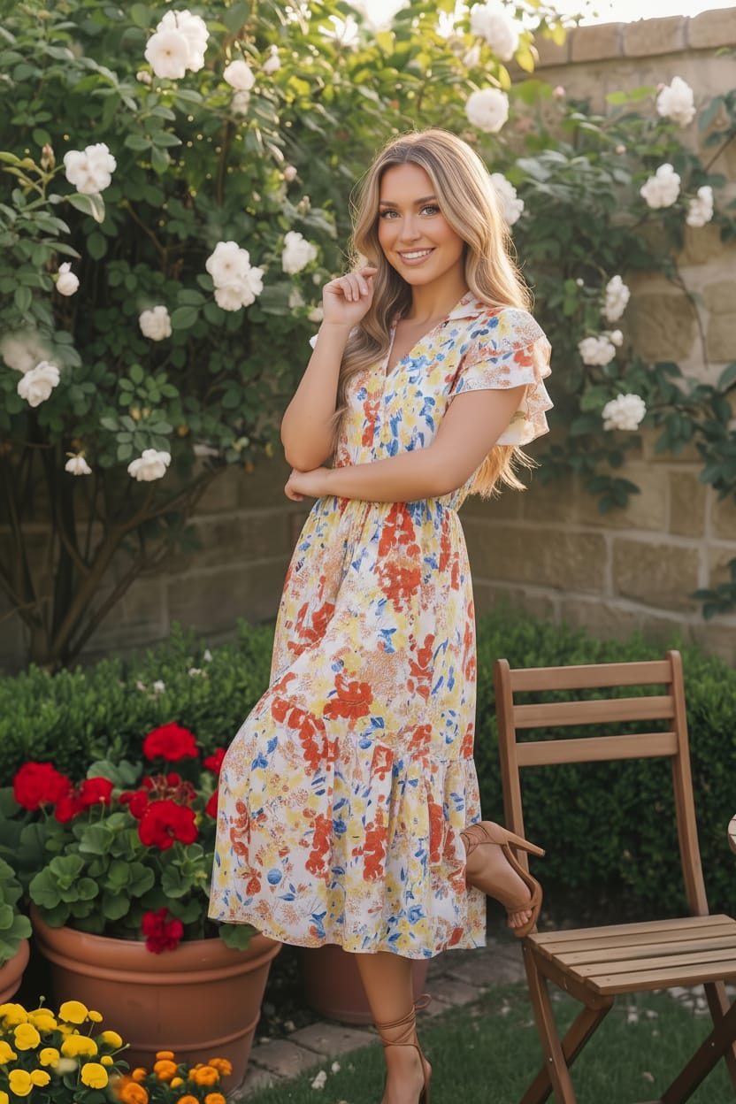 Sunny and Bright Floral Midi Dress - Charming Charlie