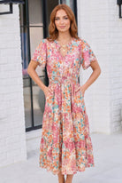 Paint and Sip Floral Tiered Midi Dress - Charming Charlie