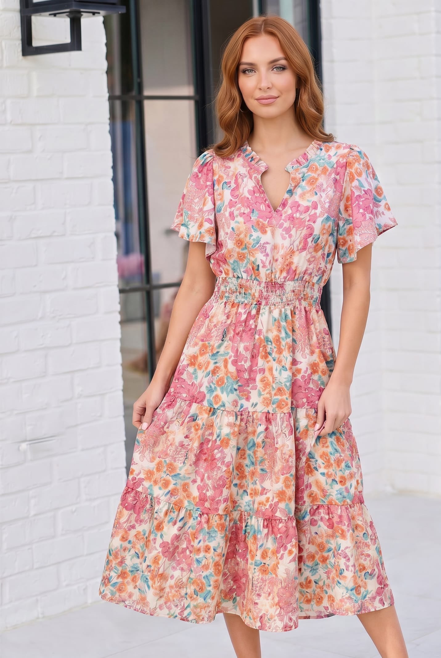 Paint and Sip Floral Tiered Midi Dress - Charming Charlie