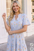 Flutter Into Late Summer Sweet Striped Floral Midi - Charming Charlie