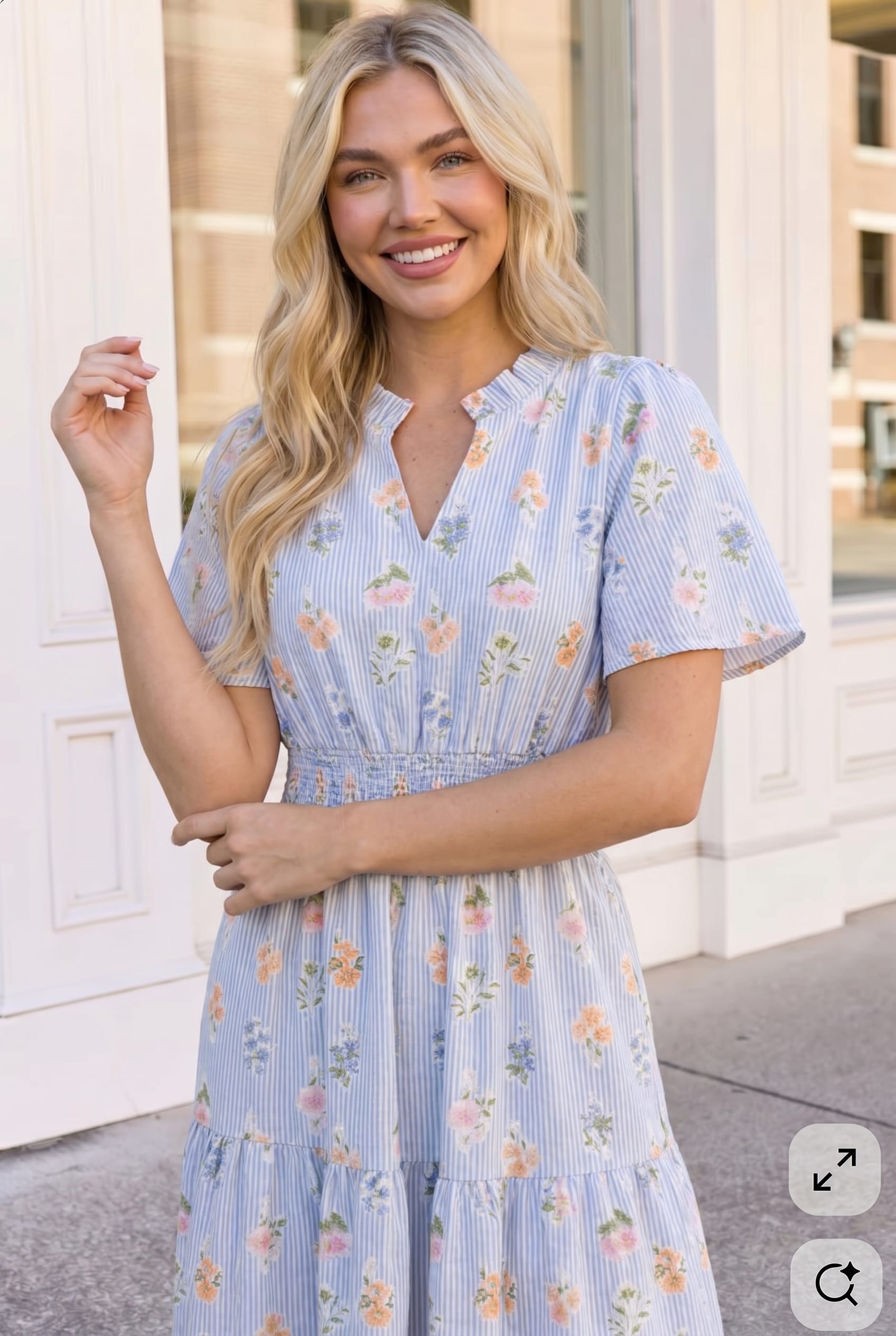 Flutter Into Late Summer Sweet Striped Floral Midi - Charming Charlie