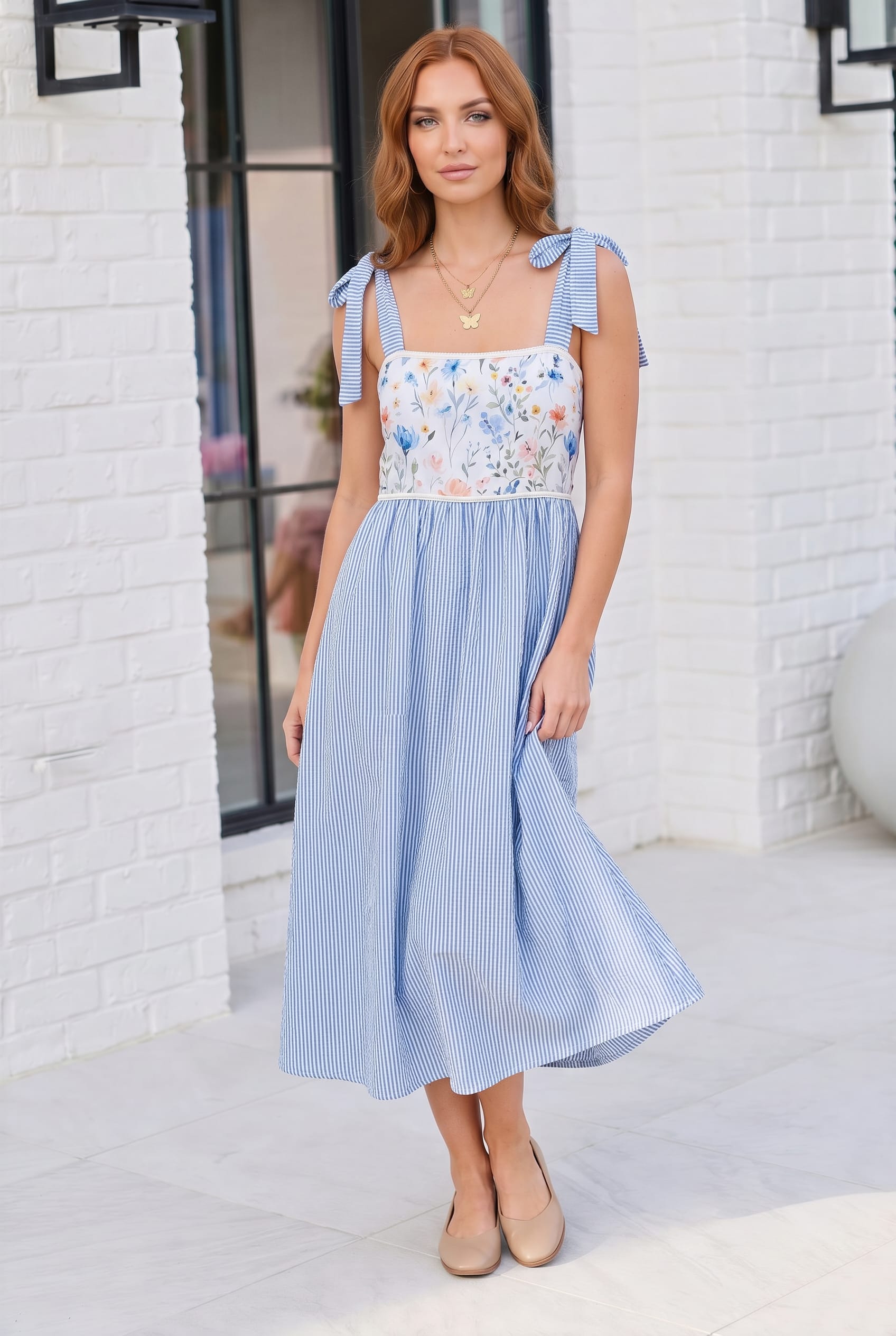 Wildflower Wishes Striped Midi Dress - Charming Charlie