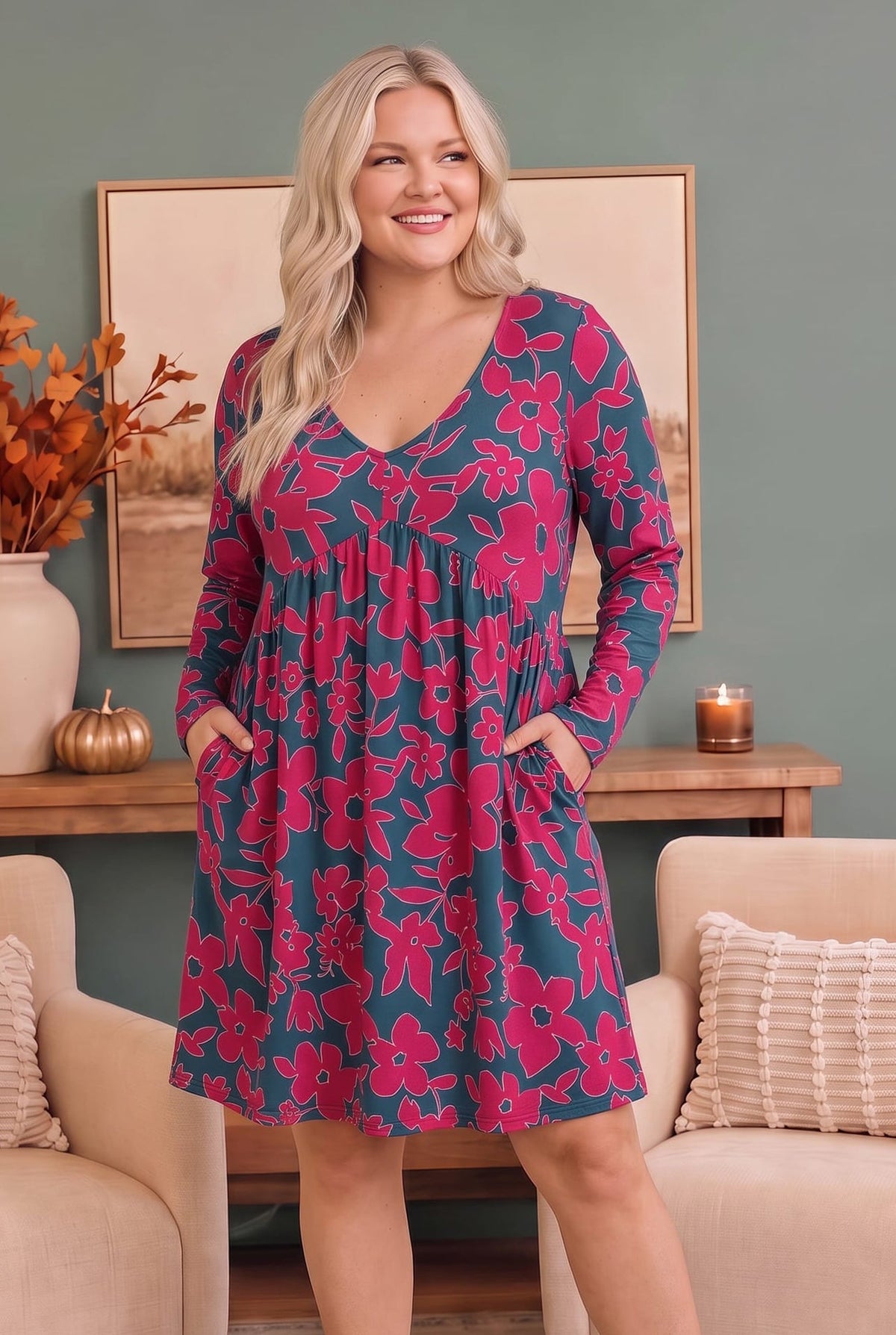 Blooming Beauty Long Sleeve Floral Dress - Charming Charlie