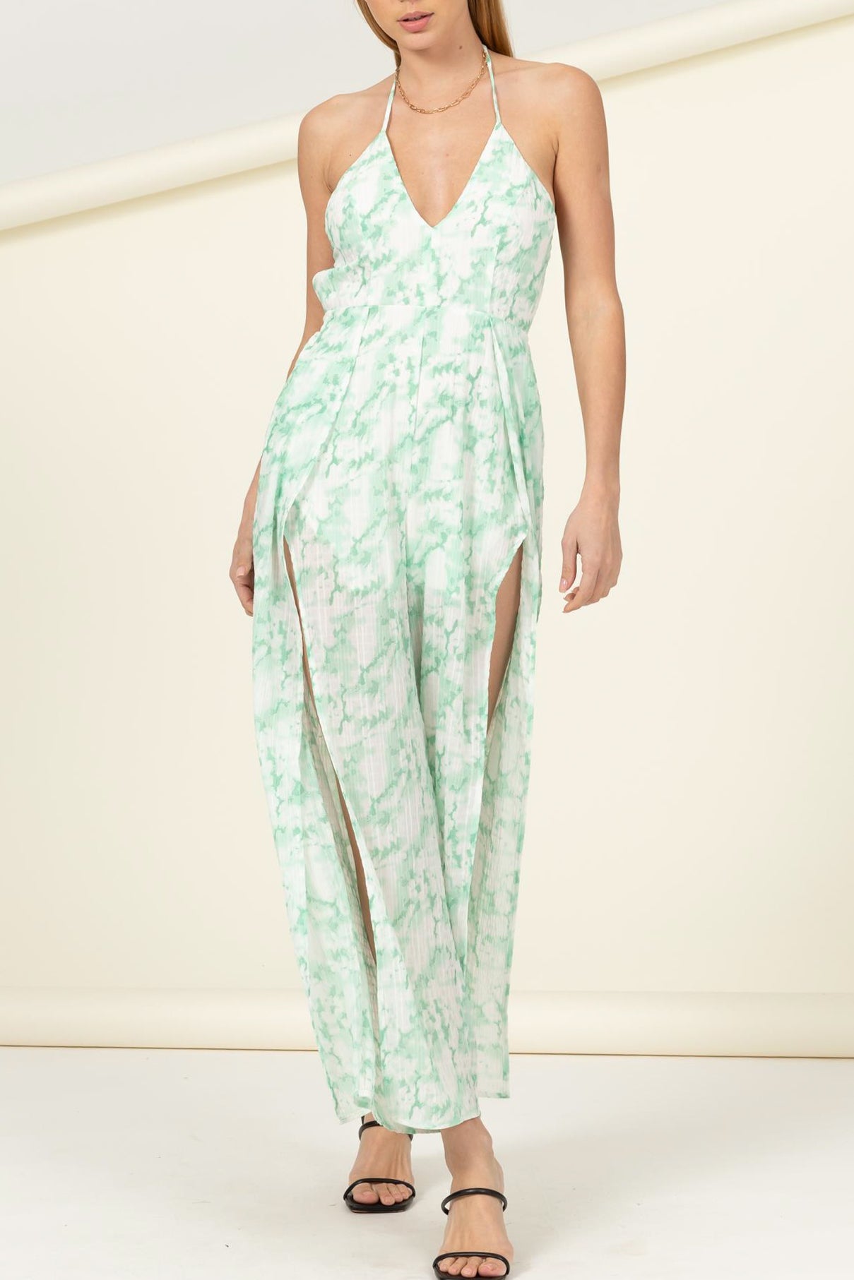 Woven V-Neck Jumpsuit