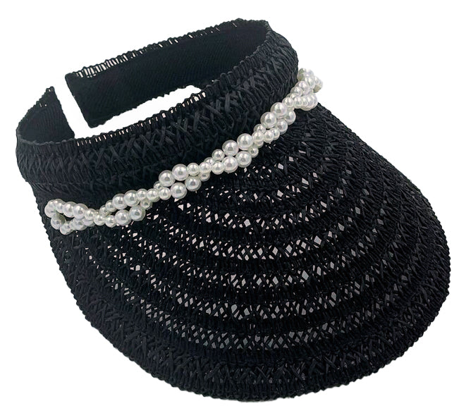 Straw Sun Visor With Pearl - Charming Charlie