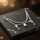Silver-tone Double Chain Hip Clip with Key and Padlock Charms - Charming Charlie