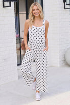 Spot On Polka Dot Wide Leg Overall Jumpsuit - Charming Charlie