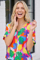 Tropical Pop Art V-Neck Top - Charming Charlie