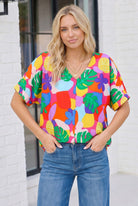 Tropical Pop Art V-Neck Top - Charming Charlie