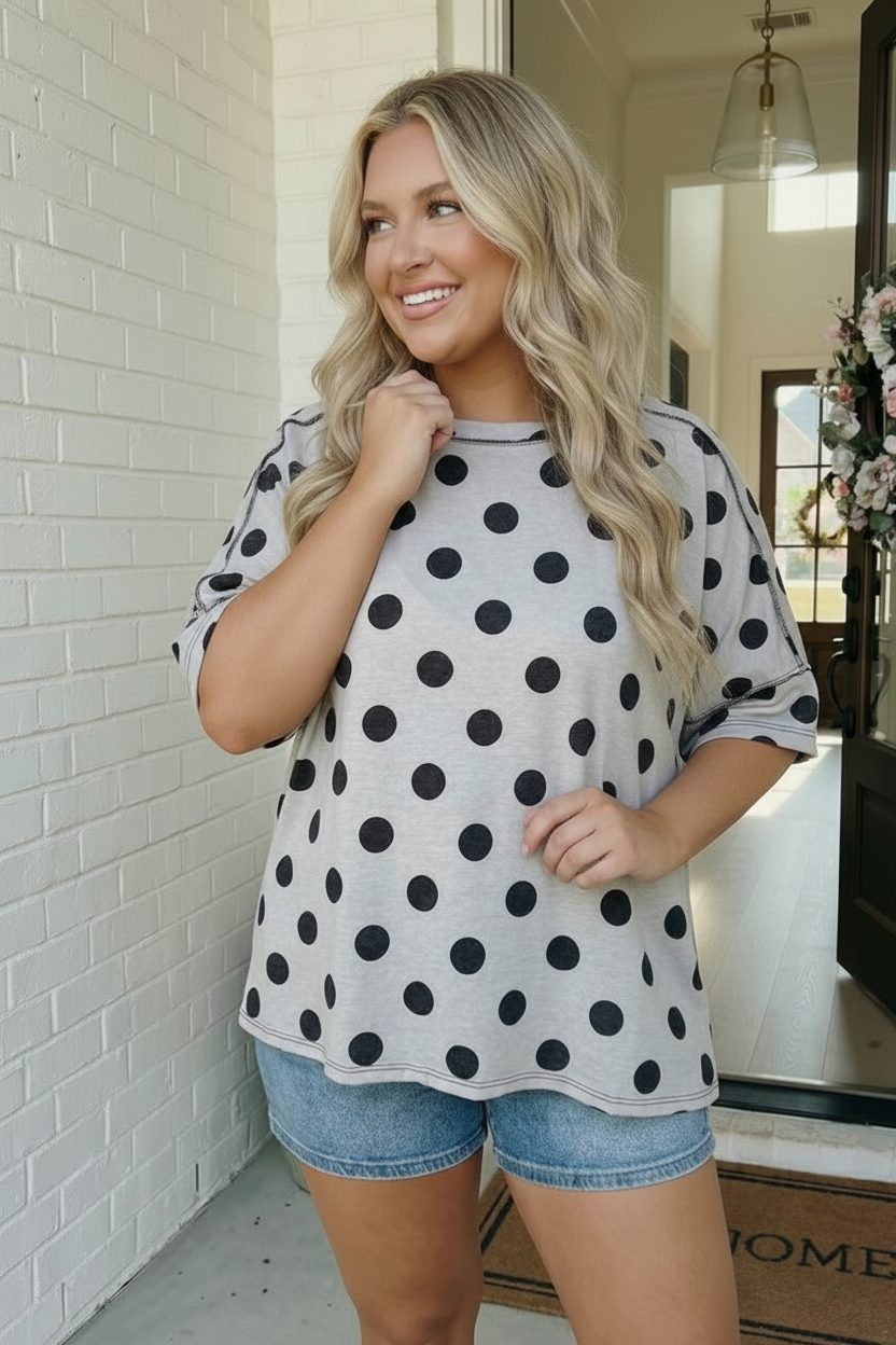 Dots All I Need Oversized Tee - Charming Charlie