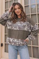 Cozy Camo Color Block Pullover - Charming Charlie