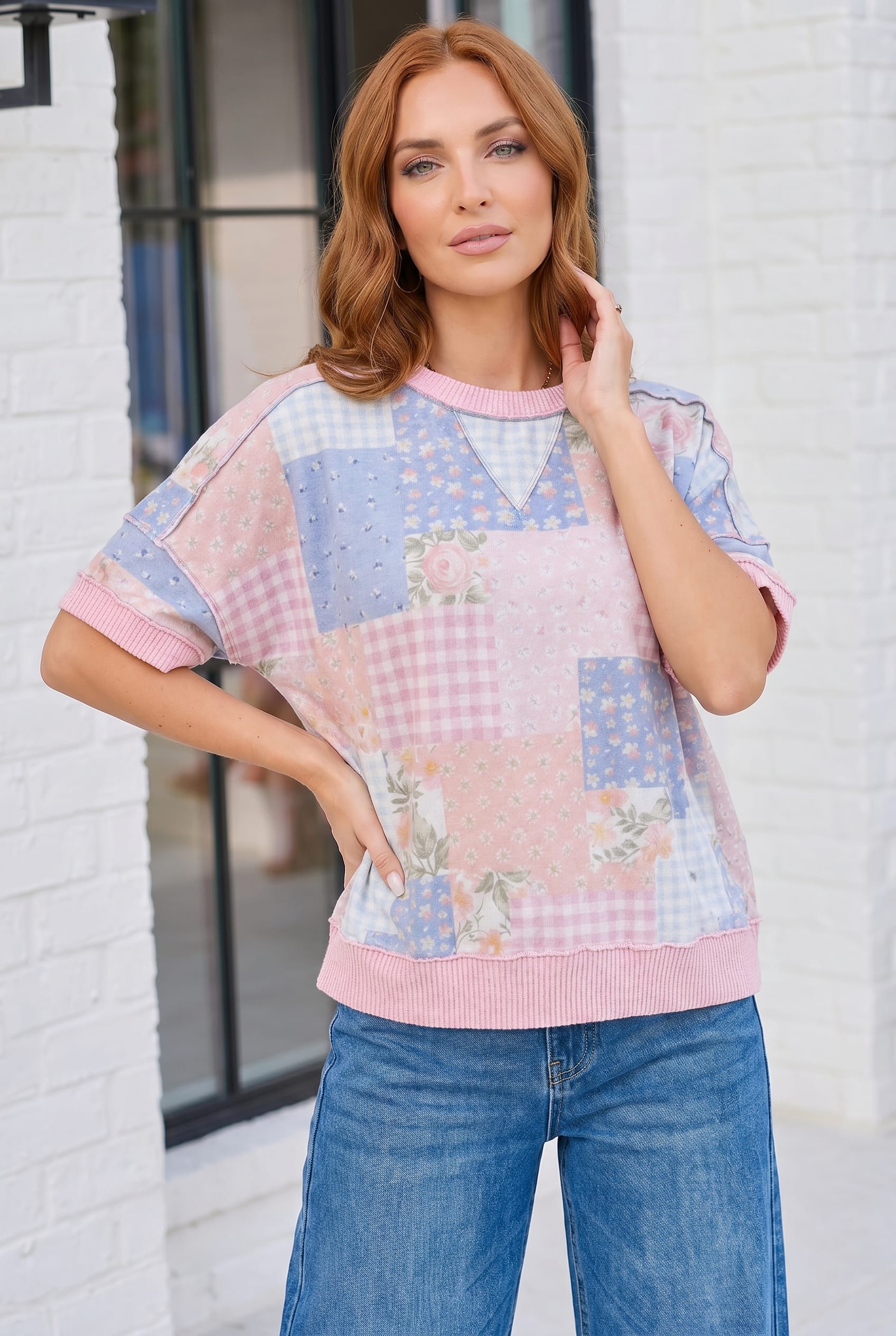 Sweet Patchwork Dreams Short Sleeve Top - Charming Charlie
