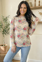 Vintage Petals Oatmeal Long Sleeve Blouse - Charming Charlie