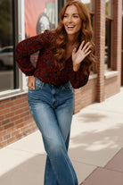 Tangerine Blooms V Neck Blouse - Charming Charlie