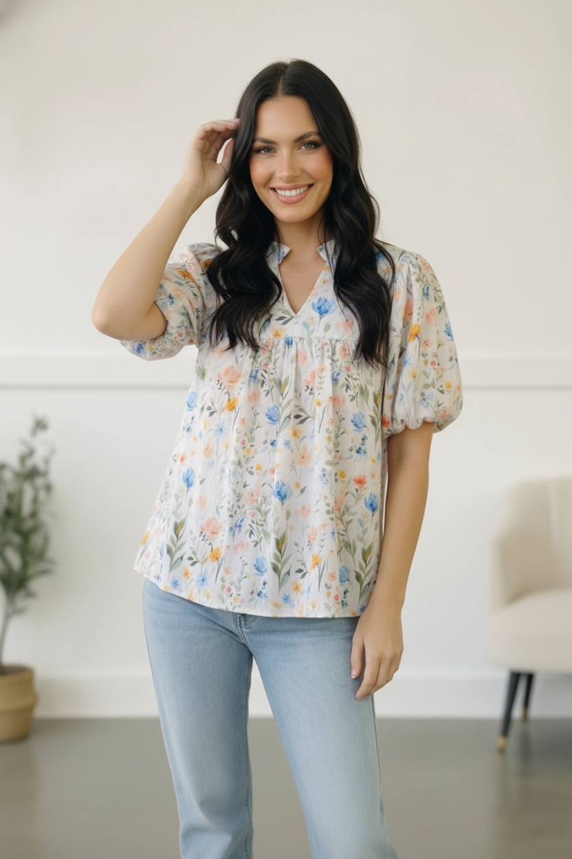 Painted Blossoms Daydream Top - Charming Charlie